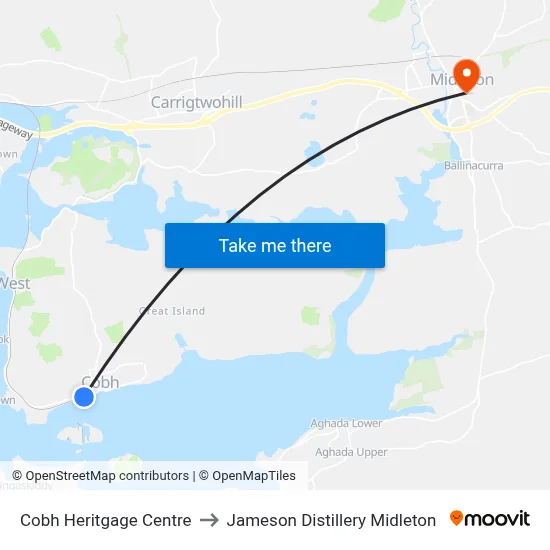 Cobh Heritgage Centre to Jameson Distillery Midleton map