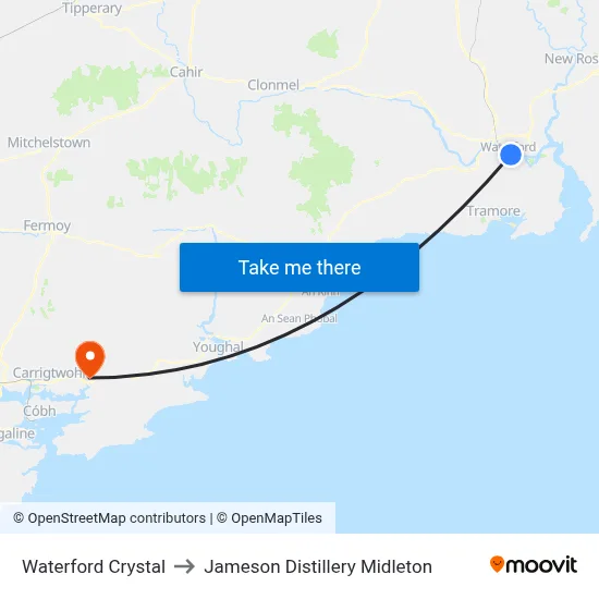 Waterford Crystal (Shop) to Jameson Distillery Midleton map