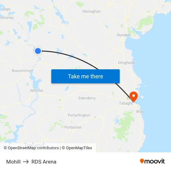 Mohill to RDS Arena map