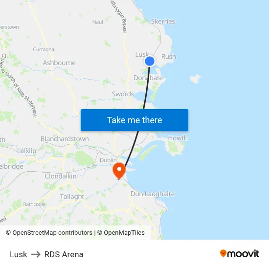Lusk to RDS Arena map