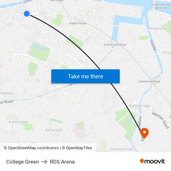 College Green to RDS Arena map