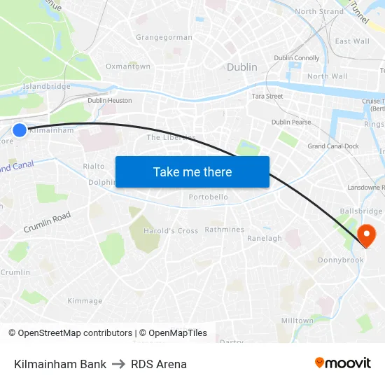 Kilmainham Bank to RDS Arena map
