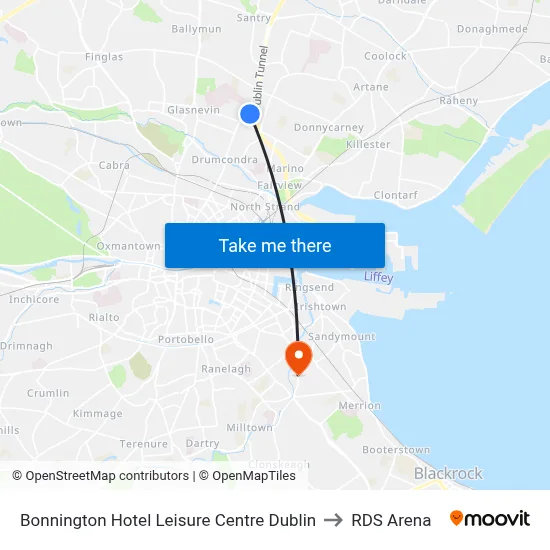 Bonnington Hotel Leisure Centre Dublin to RDS Arena map