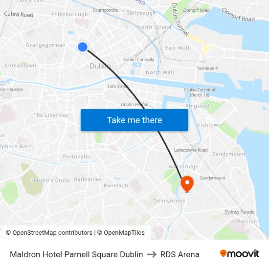 Maldron Hotel Parnell Square Dublin to RDS Arena map