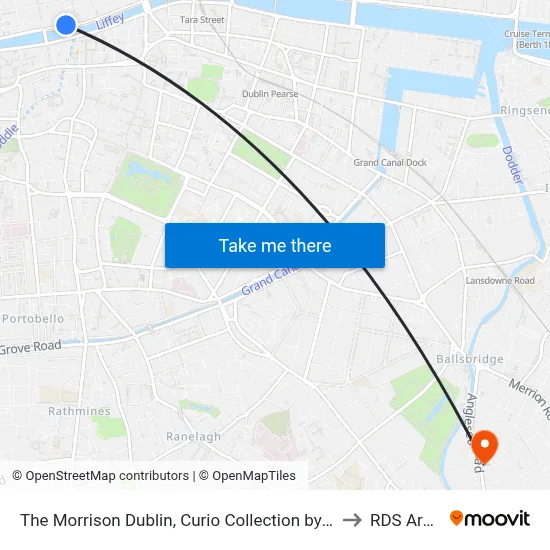 The Morrison Dublin, Curio Collection by Hilton to RDS Arena map
