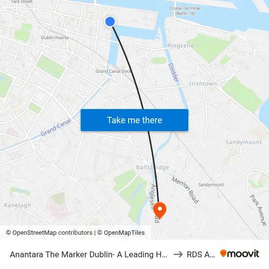 Anantara The Marker Dublin- A Leading Hotel of the World to RDS Arena map