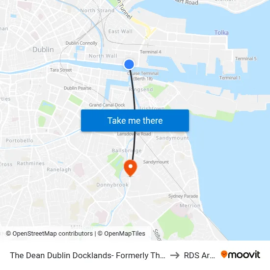 The Dean Dublin Docklands- Formerly The Mayson to RDS Arena map
