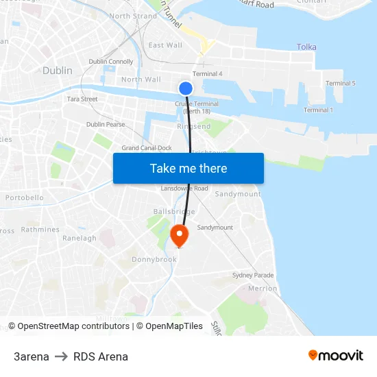 3arena to RDS Arena map