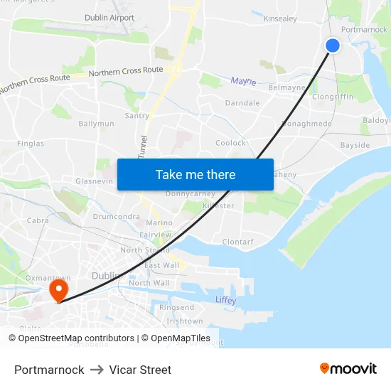 Portmarnock to Vicar Street map
