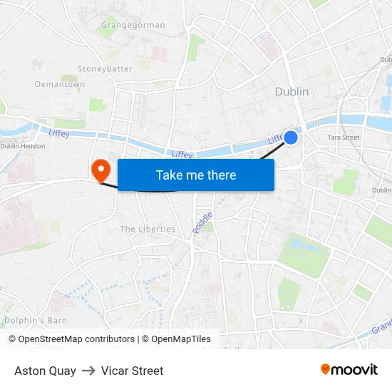 Aston Quay to Vicar Street map