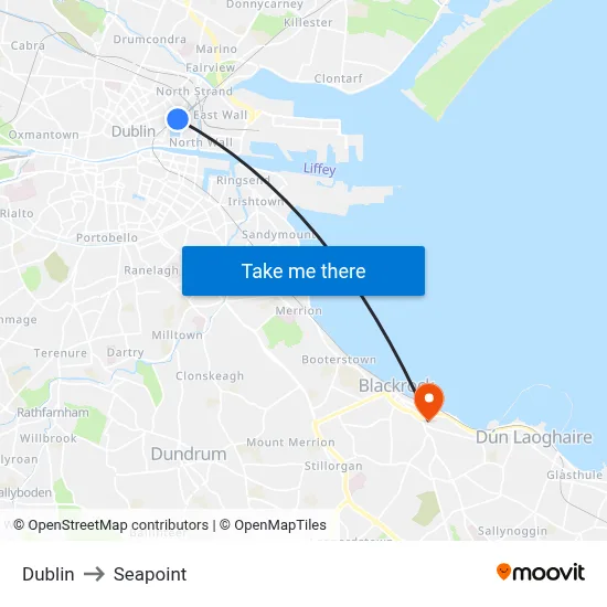 Dublin to Seapoint map