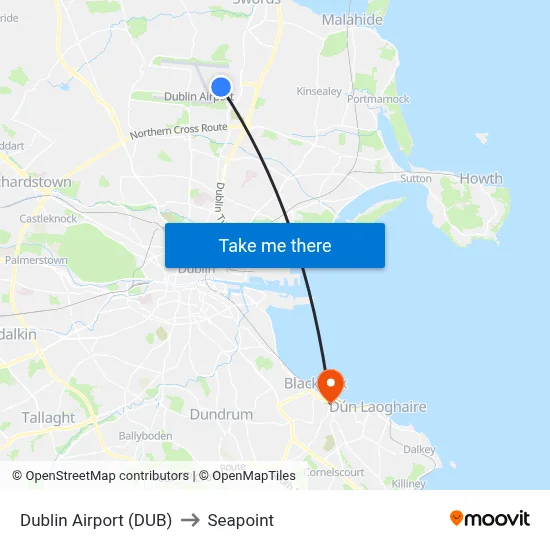 Dublin Airport (DUB) to Seapoint map
