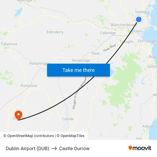 Dublin Airport (DUB) to Castle Durrow map