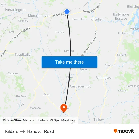 Kildare to Hanover Road map