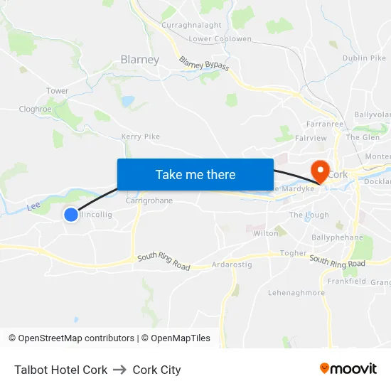 Talbot Hotel Cork to Cork City map