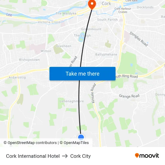 Cork International Hotel to Cork City map