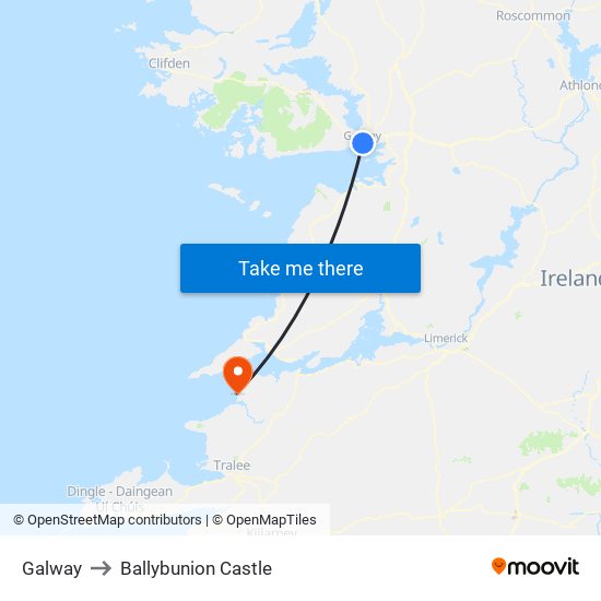 Galway to Ballybunion Castle map