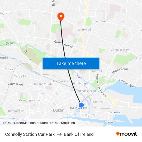 Connolly Station Car Park to Bank Of Ireland map