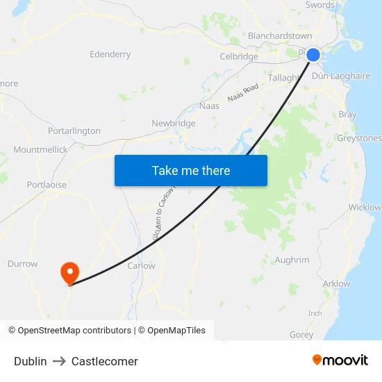 Dublin to Castlecomer map