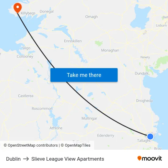 Dublin to Slieve League View Apartments map