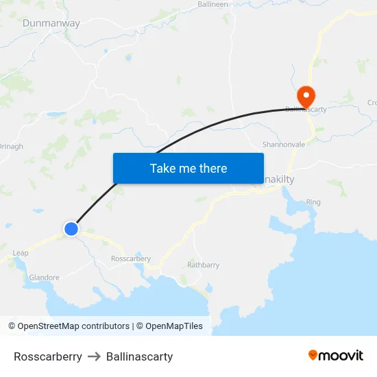 Rosscarberry to Ballinascarty map