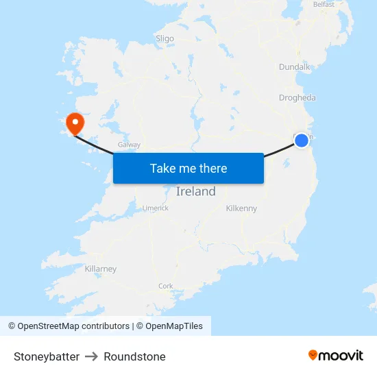 Stoneybatter to Roundstone map