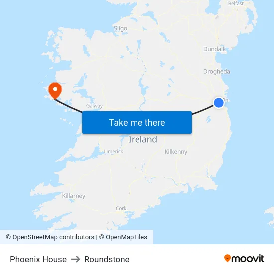 Phoenix House to Roundstone map
