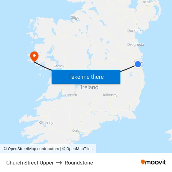 Church Street Upper to Roundstone map