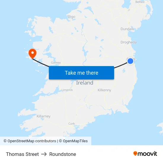Thomas Street to Roundstone map