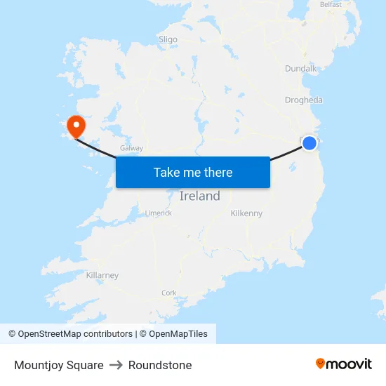 Mountjoy Square to Roundstone map