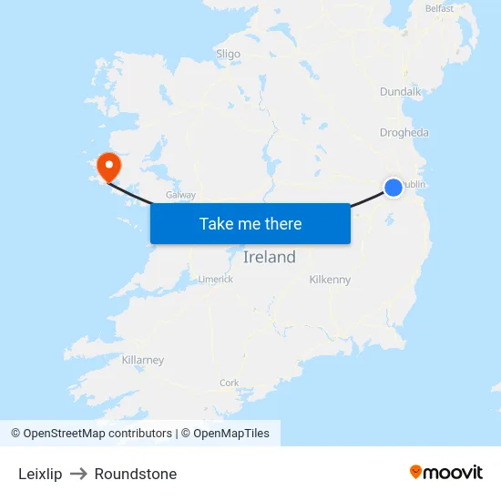 Leixlip to Roundstone map