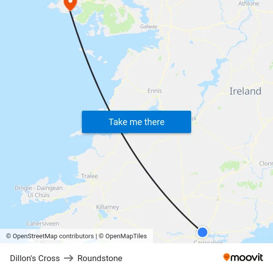 Dillon's Cross to Roundstone map