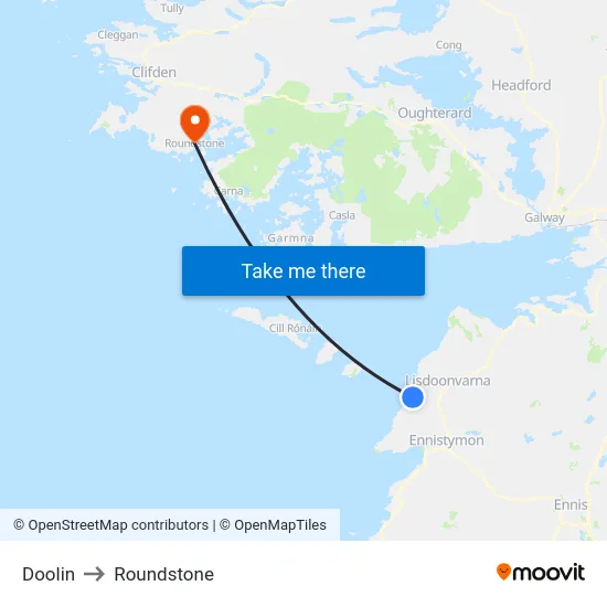 Doolin to Roundstone map