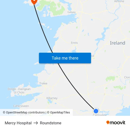 Mercy Hospital to Roundstone map
