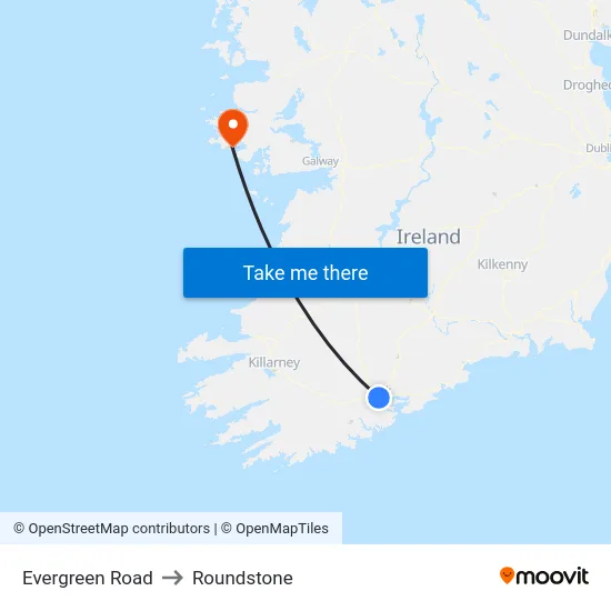Evergreen Road to Roundstone map