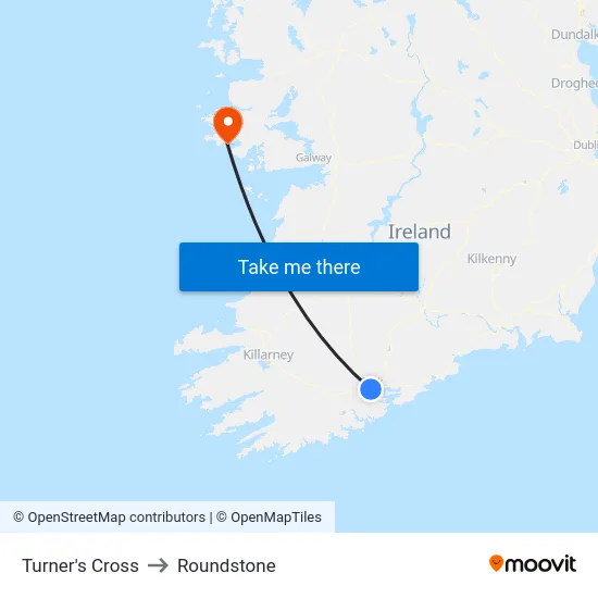 Turner's Cross to Roundstone map