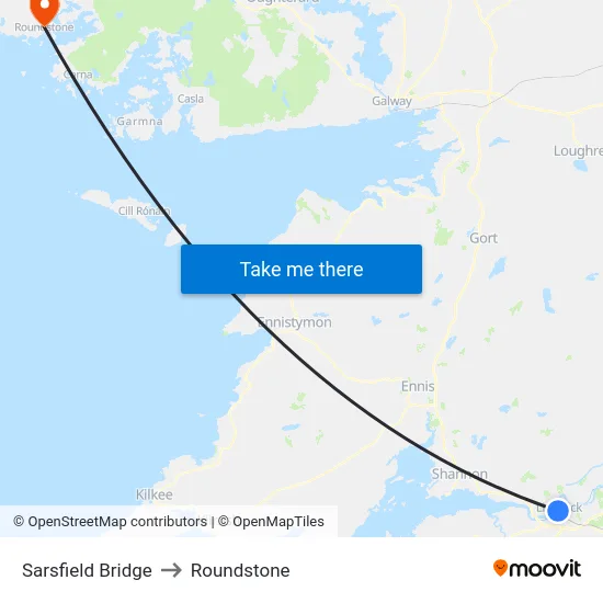 Sarsfield Bridge to Roundstone map