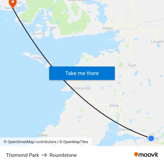 Thomond Park to Roundstone map