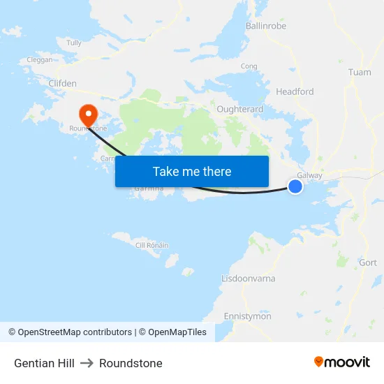 Gentian Hill to Roundstone map