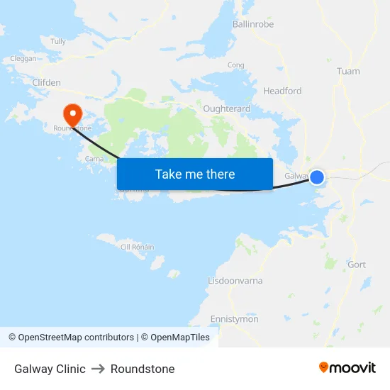 Galway Clinic to Roundstone map