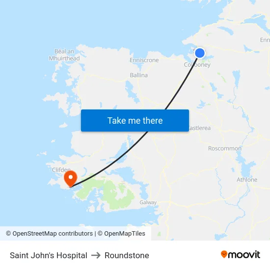 Saint John's Hospital to Roundstone map