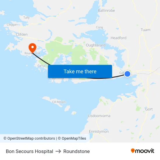 Bon Secours Hospital to Roundstone map