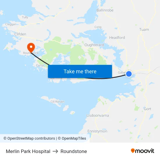 Merlin Park Hospital to Roundstone map
