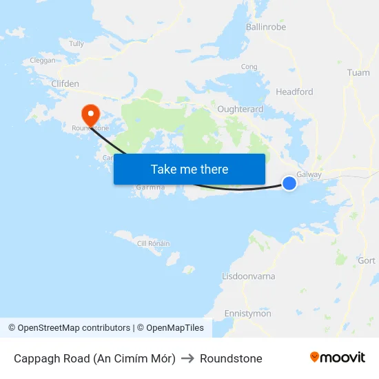 Cappagh Road (An Cimím Mór) to Roundstone map