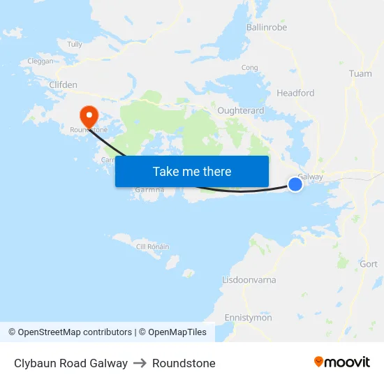 Clybaun Road Galway to Roundstone map