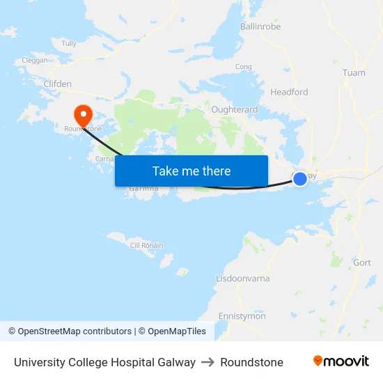 University College Hospital Galway to Roundstone map