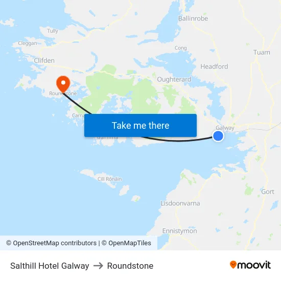 Salthill Hotel Galway to Roundstone map