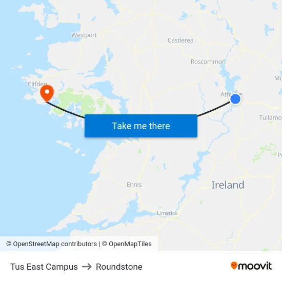 Tus East Campus to Roundstone map