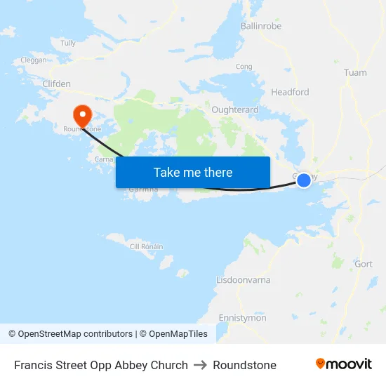 Francis Street Opp Abbey Church to Roundstone map