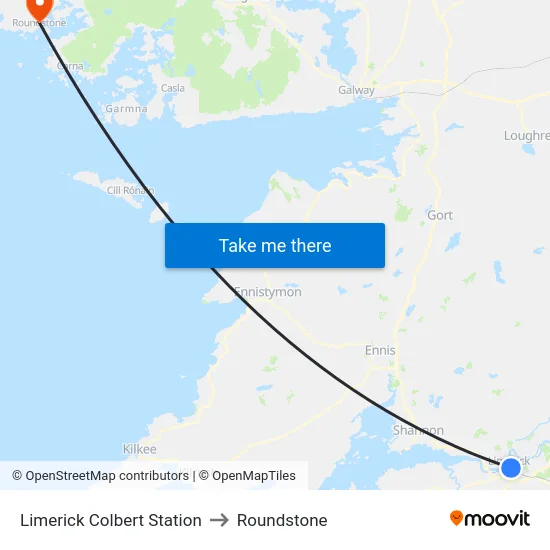 Limerick Colbert Station to Roundstone map